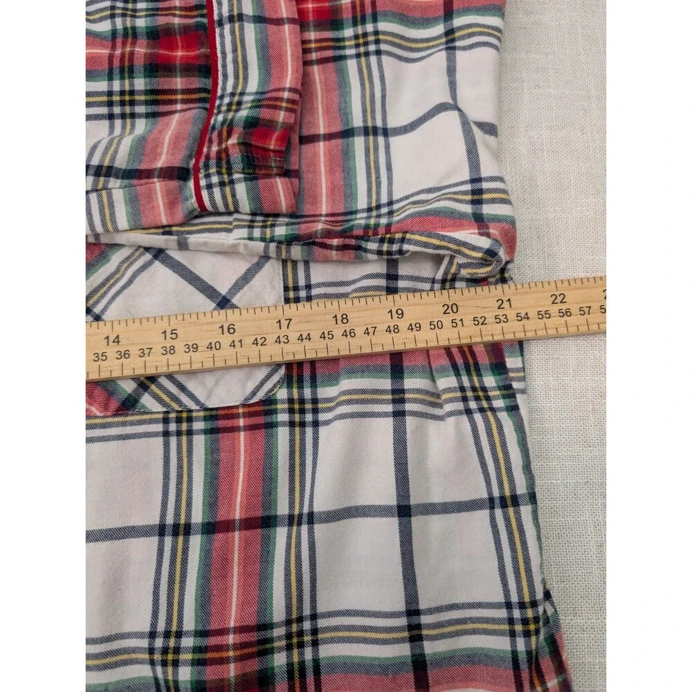 Wondershop Pajama Set Womens XL White & Red Plaid Long Sleeve 100% Cotton